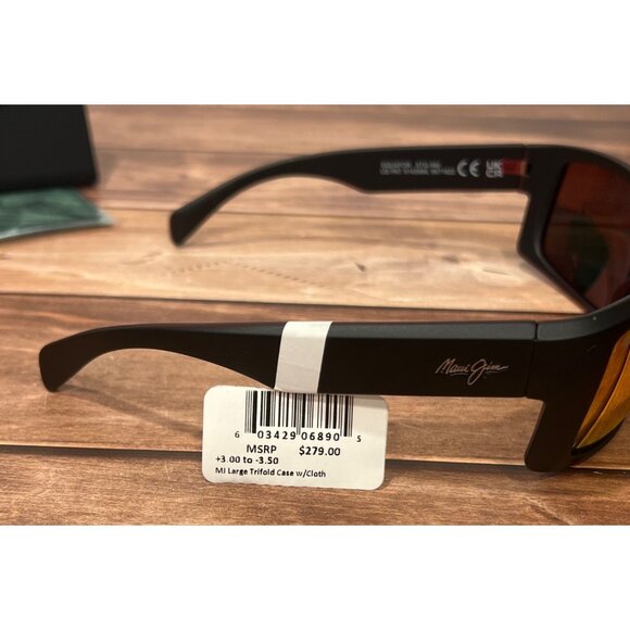 NEW Maui Jim RXABLE RM 848-04 Hawaii Lava Matte Black Sunglasses W/ Red Interior - Picture 4 of 7